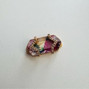 Keep Collective Floral Print Crystal Charm – Gold and Multicolor